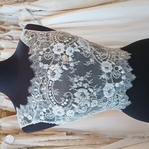 Lace & bead bridal topper (ivory)